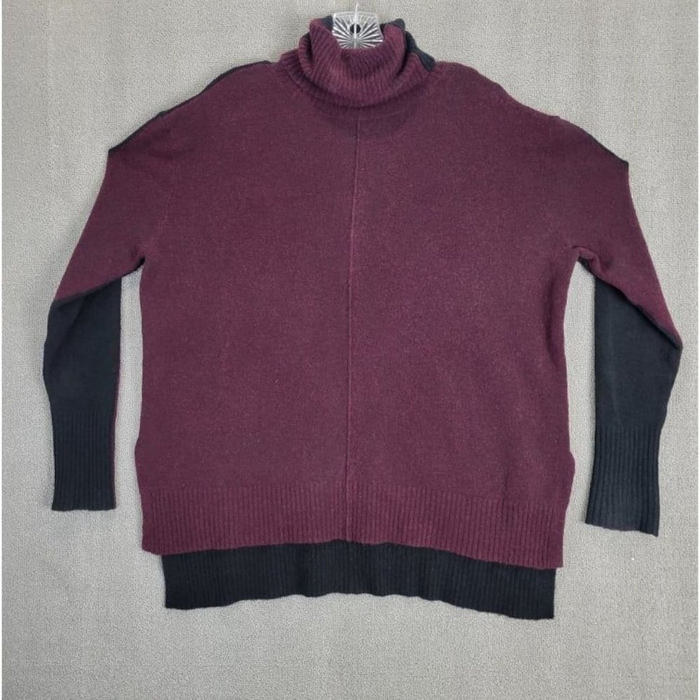 ATHLETA Size M Red Knit Oversize Transit Merino Wool Blend Turtleneck Sweater